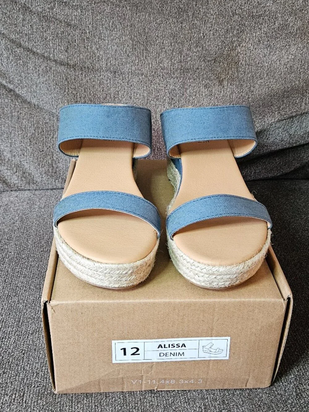 Journee Collection Blue Espadrille Wedge Sandals Size 12